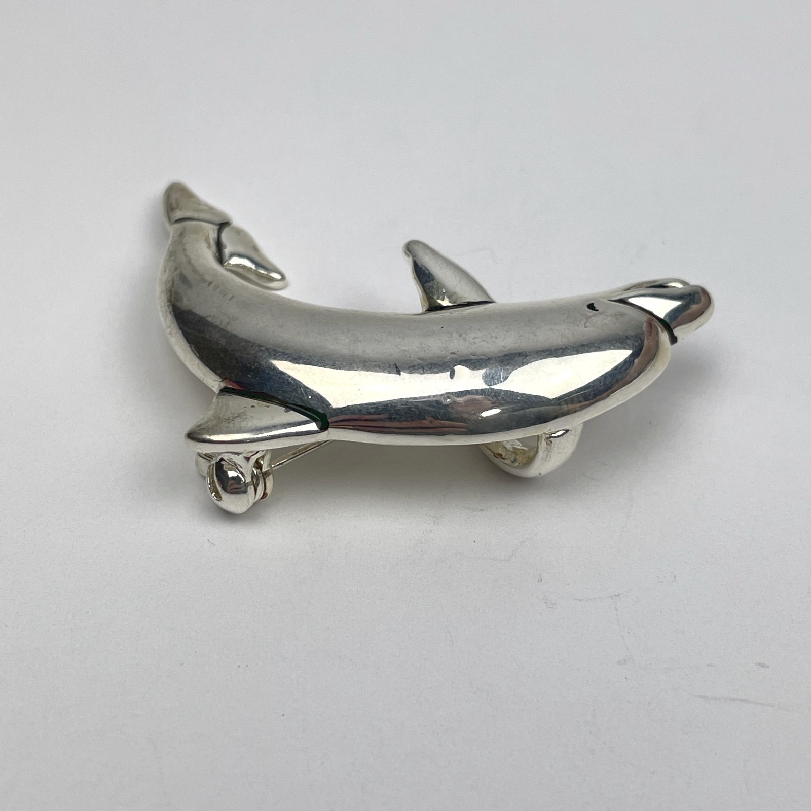 VTG Silver Tone Dolphin Brooch Pin Pendant Combo Leaping Textured Back Unsigned