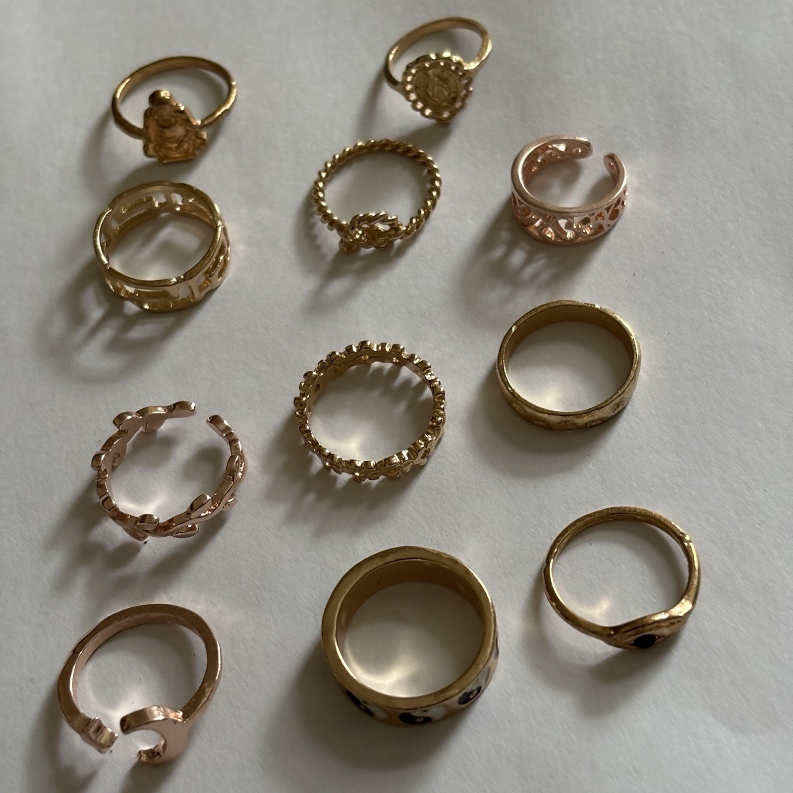 11-Piece Mixed Style Fashion Ring Set – Trendy Stackable Rings