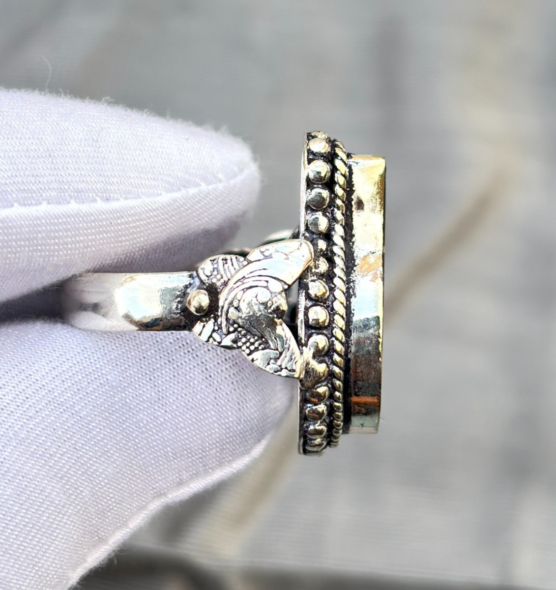 Natural Ammonite Gemstone Handmade 925 Sterling Silver Ethnic Jewelry Ring