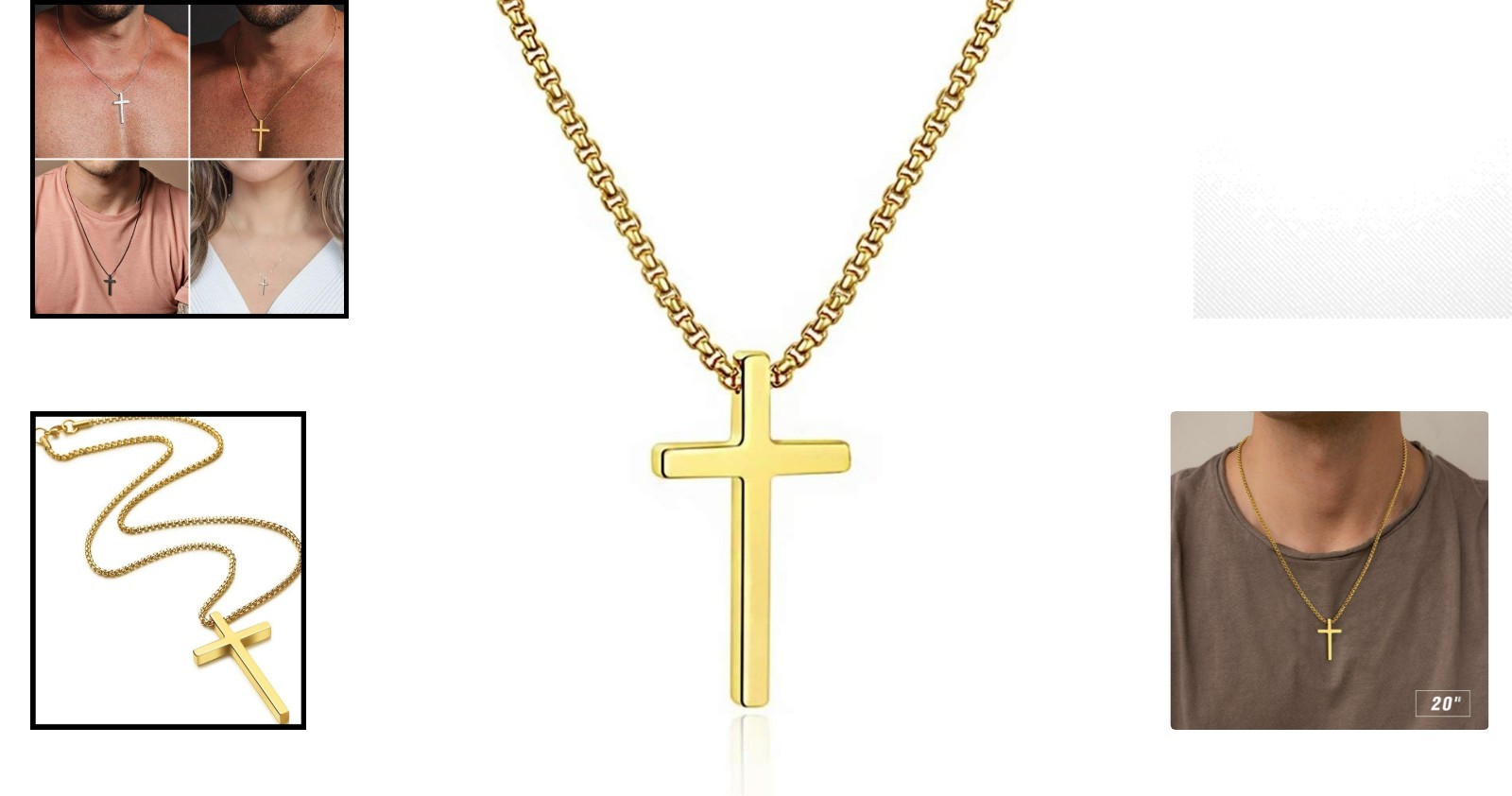 Plain Gold Cross Pendant Necklace – Eco-Friendly Stainless Steel, 20 Inch Length