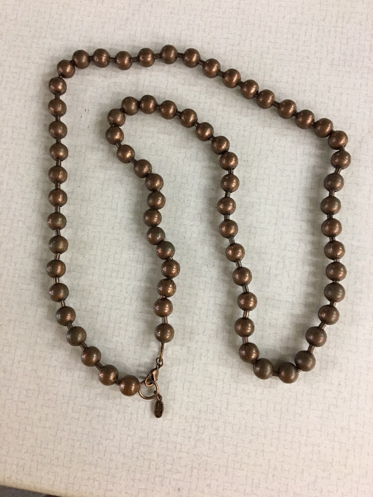 Vintage DOM COPPER BEAD LOBSTER CLOSURE 21″ LONG NECKLACE Estate Find