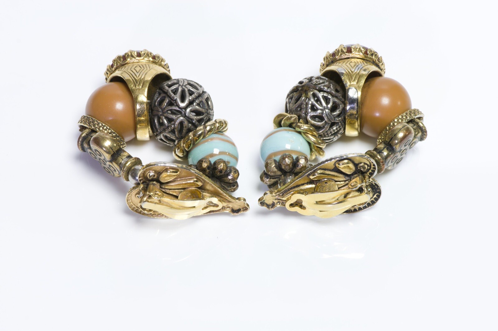 Zoe Coste Paris Glass Beads Ring Charm Hoop Earrings