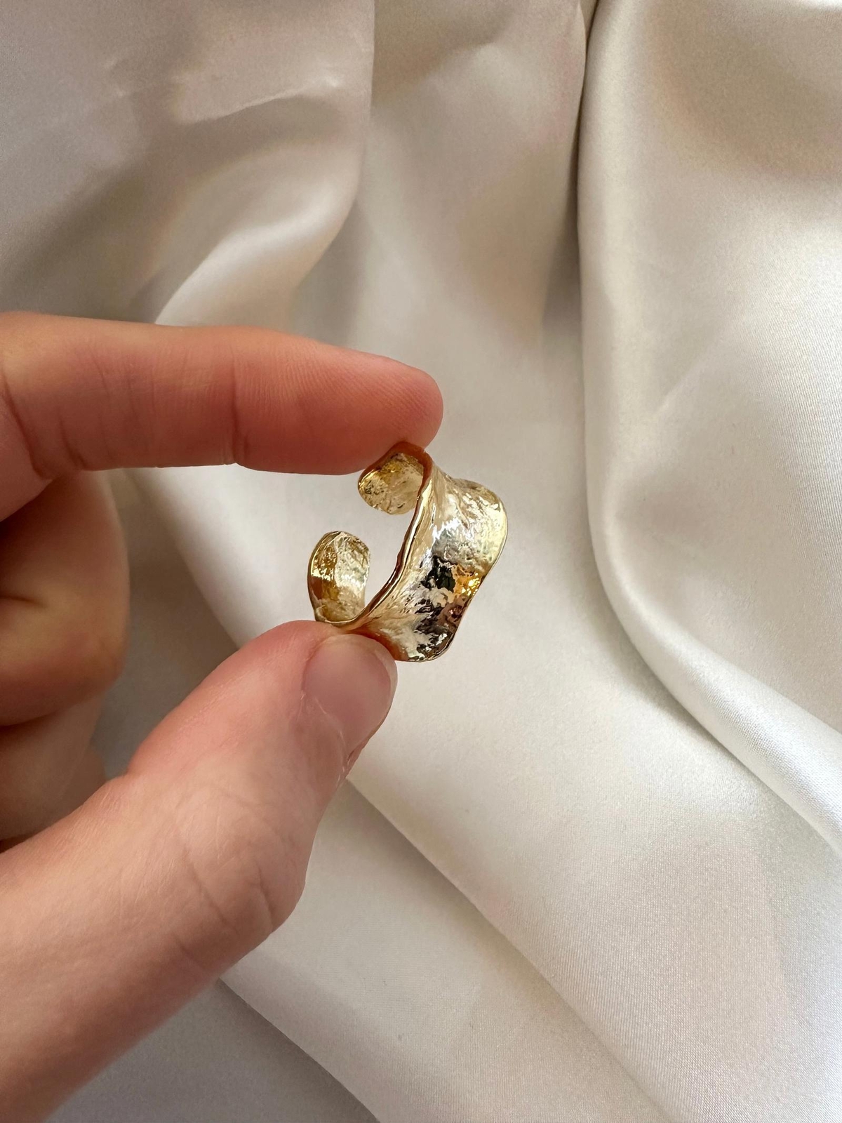 Gold Chunky Ring, Gold Hammered Ring, Stackable Adjustable Open Ring, Statement