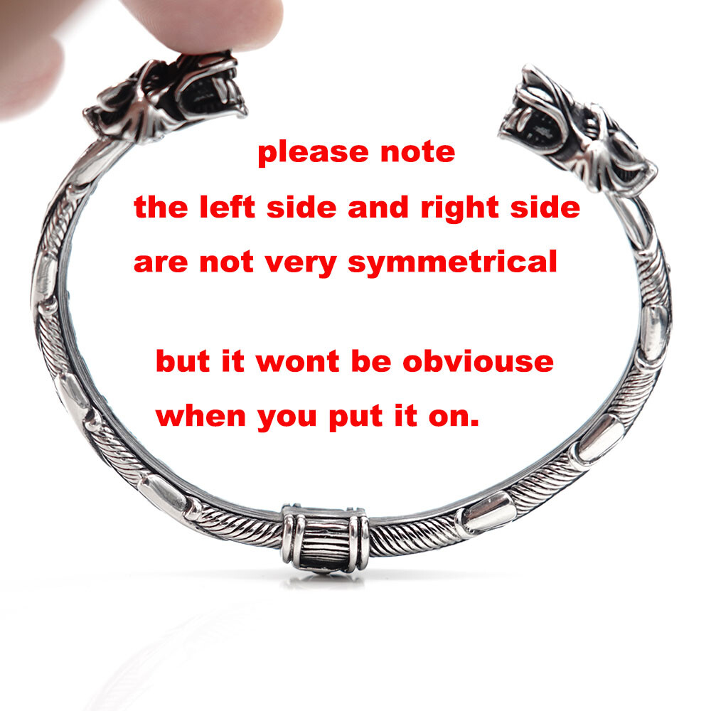 MENDEL Mens Norse Viking Arm Ring Fenrir Wolf Head Cuff Bangle Bracelet For Men