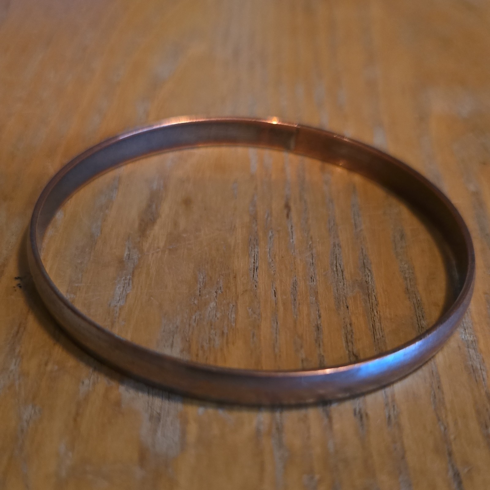 Copper Tone Metal Bangle Bracelet Round Shape No Stone Copper Base Metal