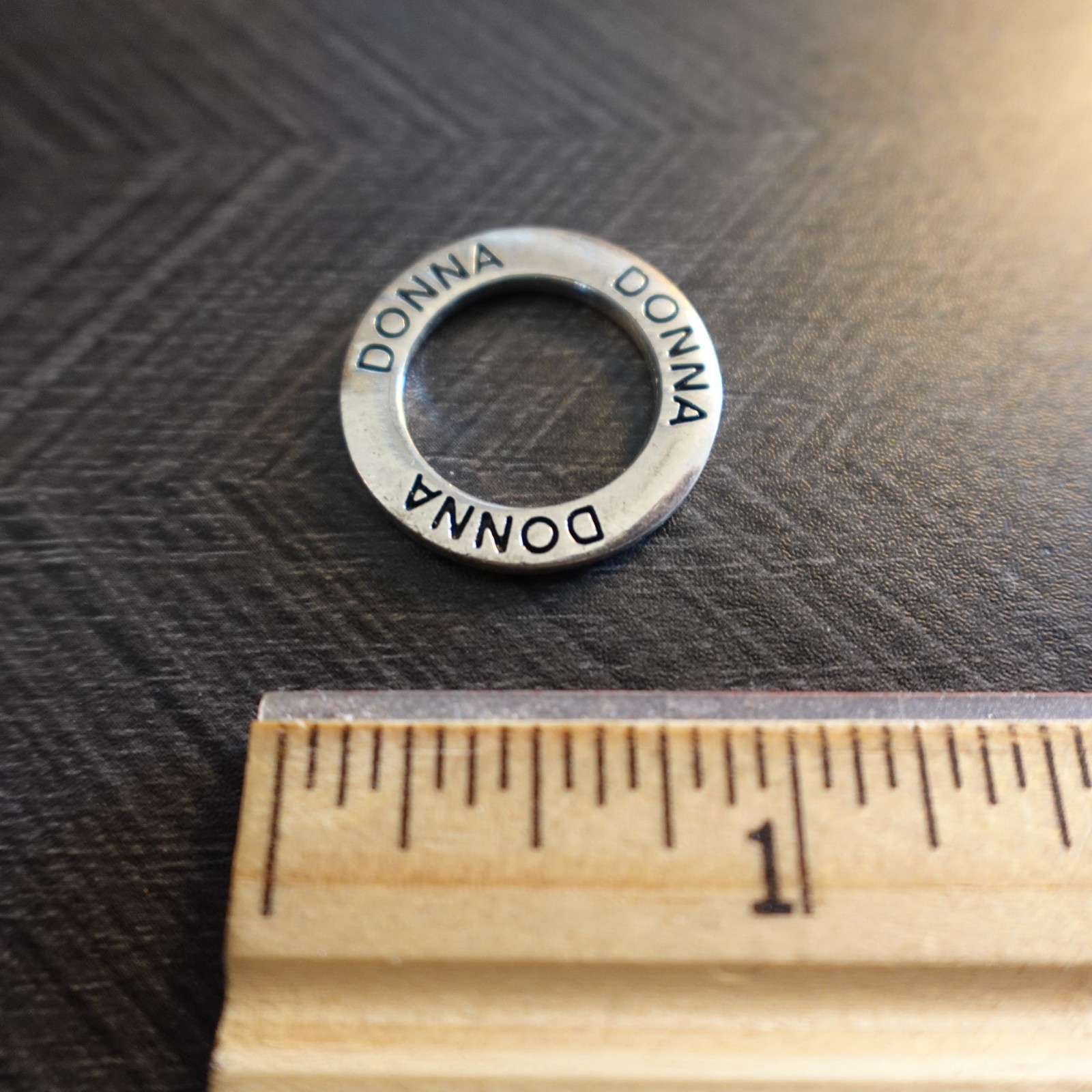 Donna Personalized Charm Silver Tone Circle Ring Engraved Name Gift