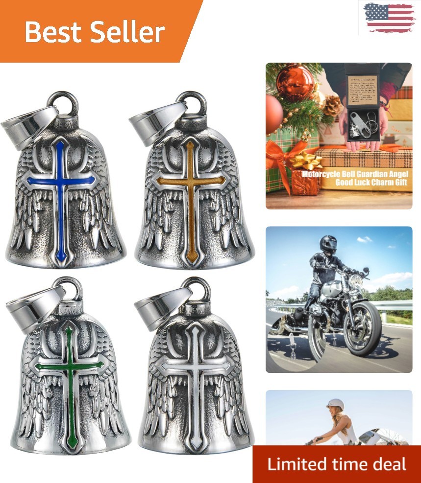 Weather-Resistant Motorcycle Bell Guardian Angel Charm – Perfect Gift with Box