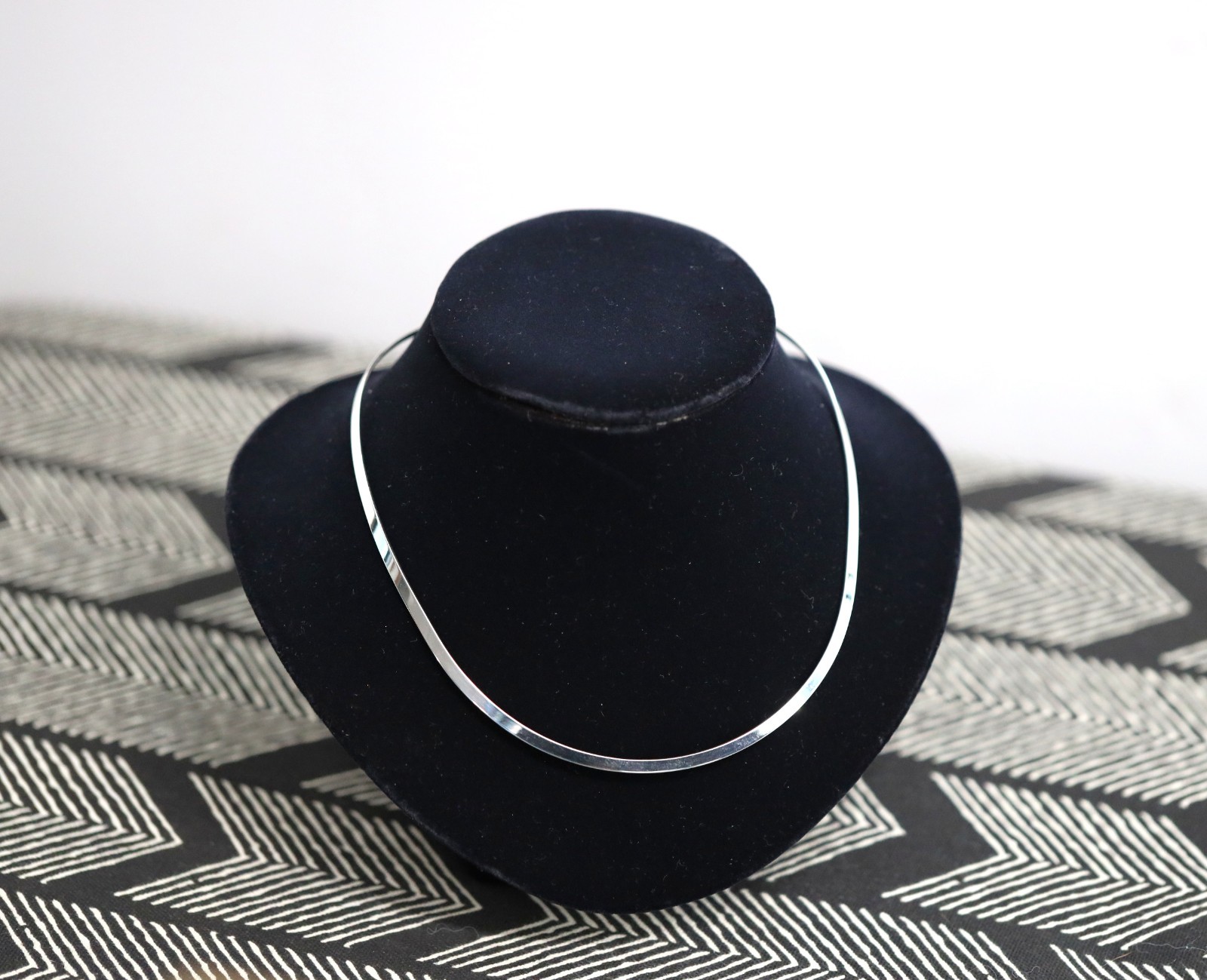 .925 Sterling Silver Plated Choker Collar Necklace Flat Fashion Jewelry