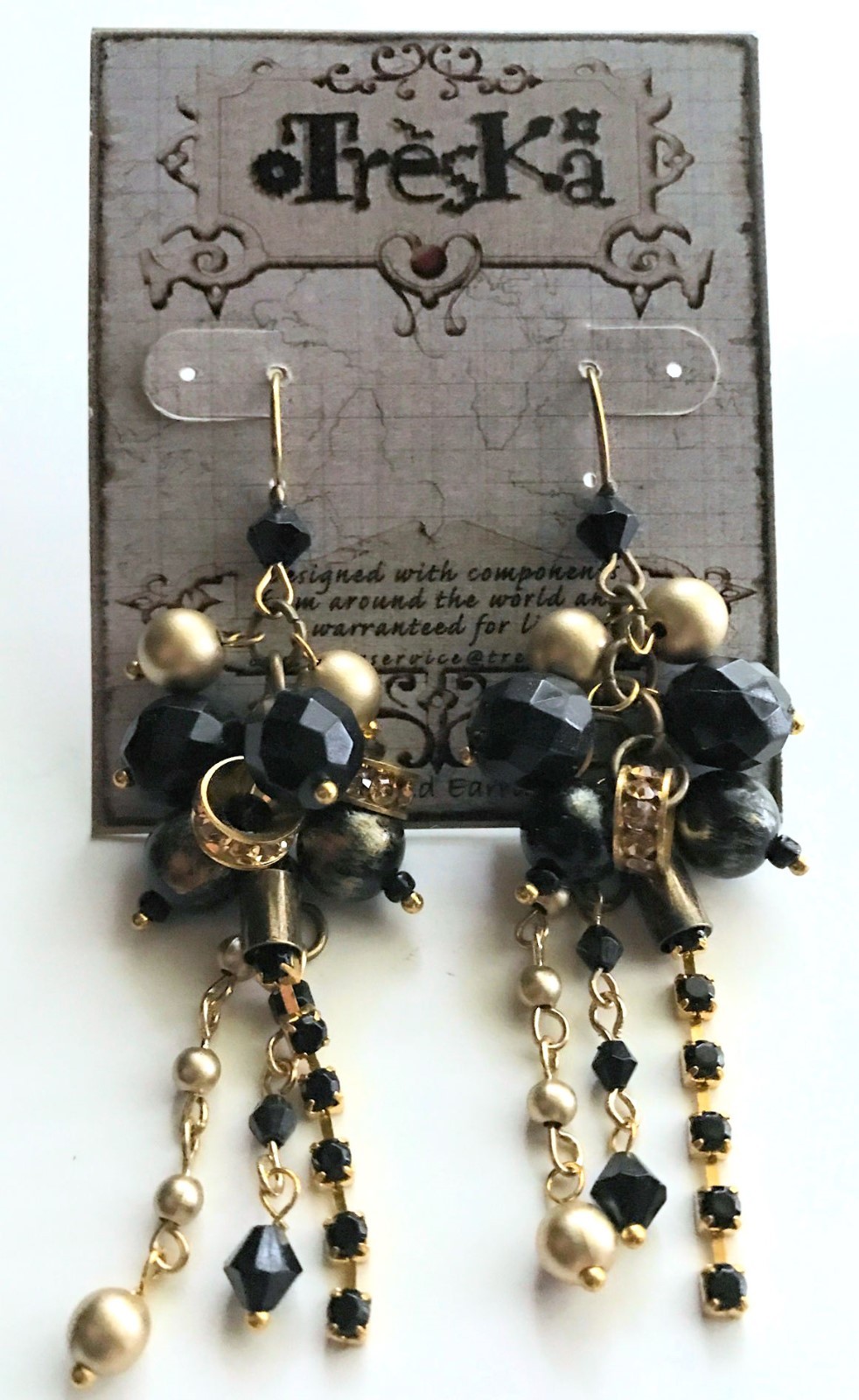 Treska ALEXANDRIA beaded wire back LONG dangle runway earrings