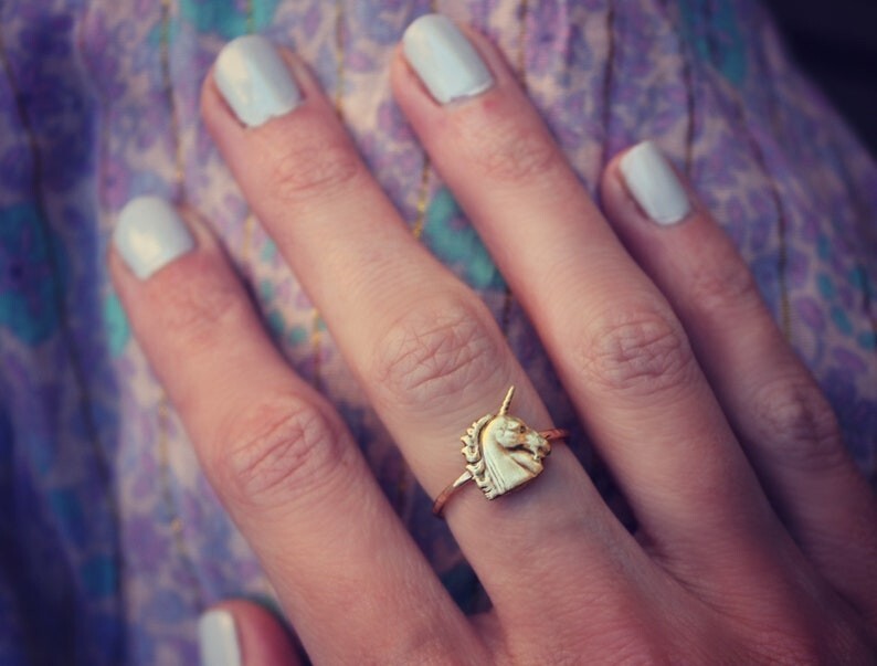 Handcrafted Unicorn Head Ring – Unique Gold Unicorn Design for Mythical Jewelry