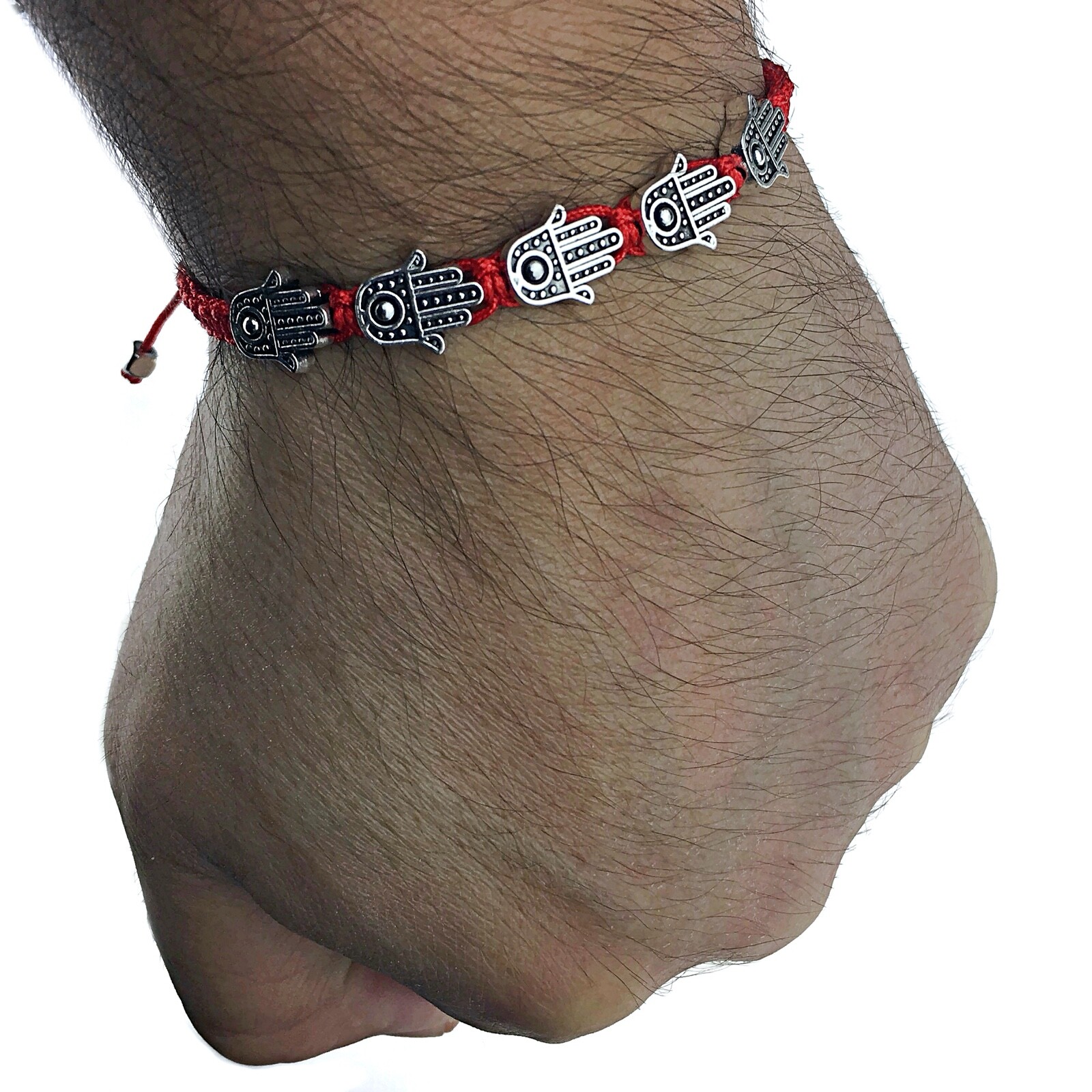 Five Hamsa Hands Bracelet Red String Jewish Kabbalah 5 Hand Of Fatima Charms