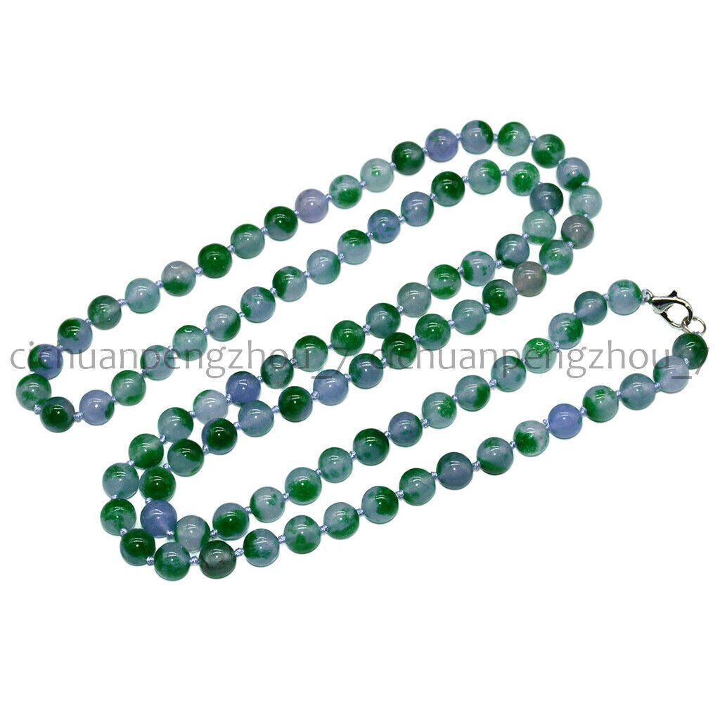 Green Lavender Multicolor Jade 8mm Round Gemstone Beads Necklace 14-100”