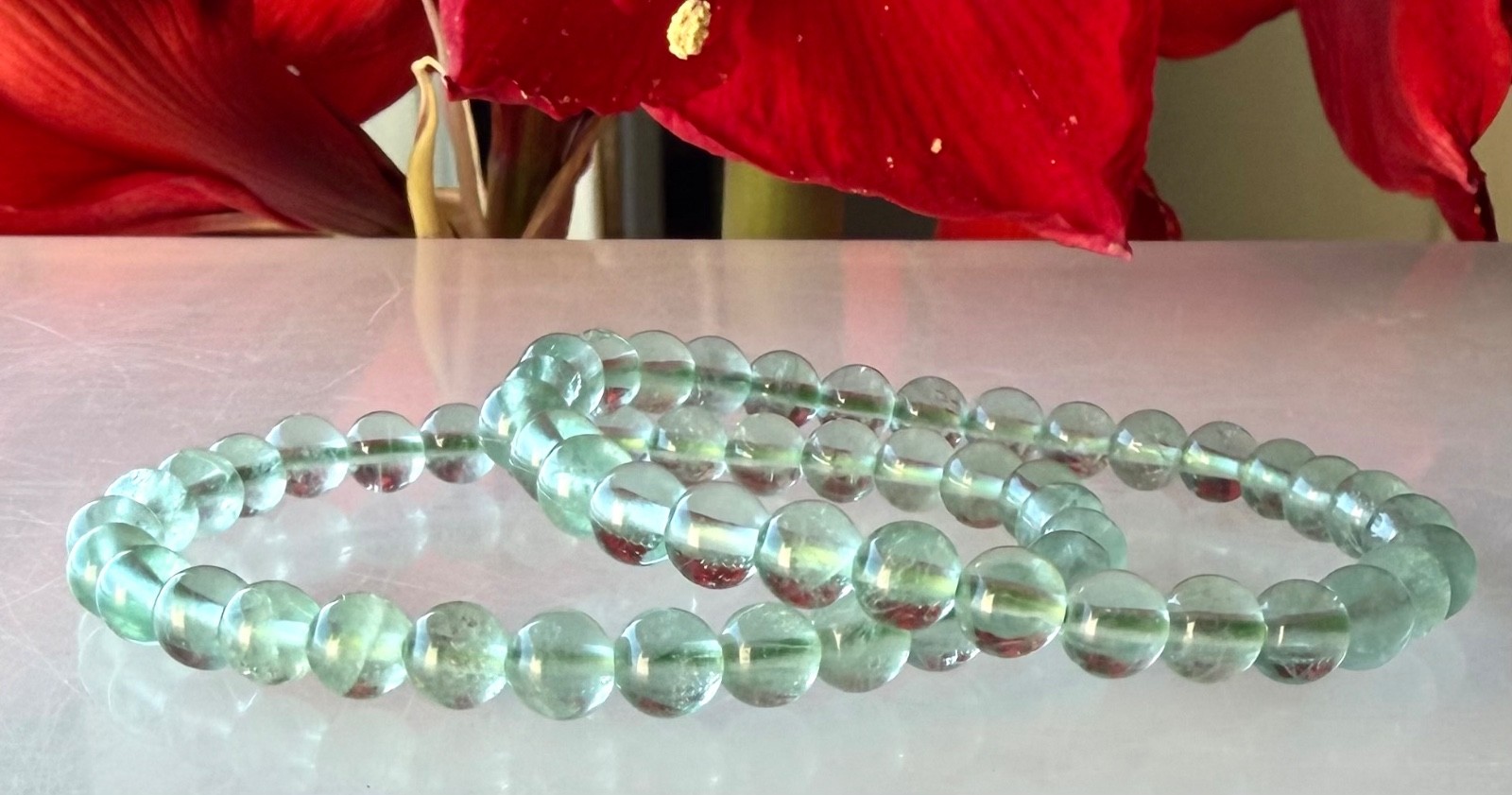 Wholesale 6 Pcs 6mm Green Fluorite Natural Crystal Stretch Bracelet 7.5″