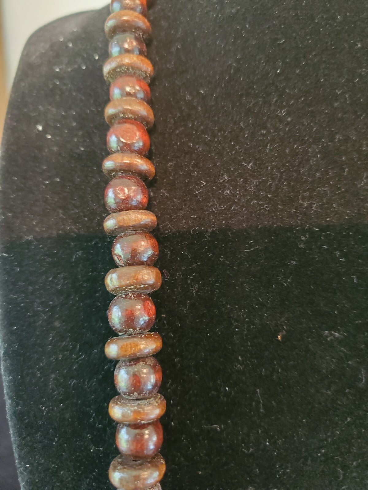 3-Strands Wood & Plastic Disc /Beads Necklace