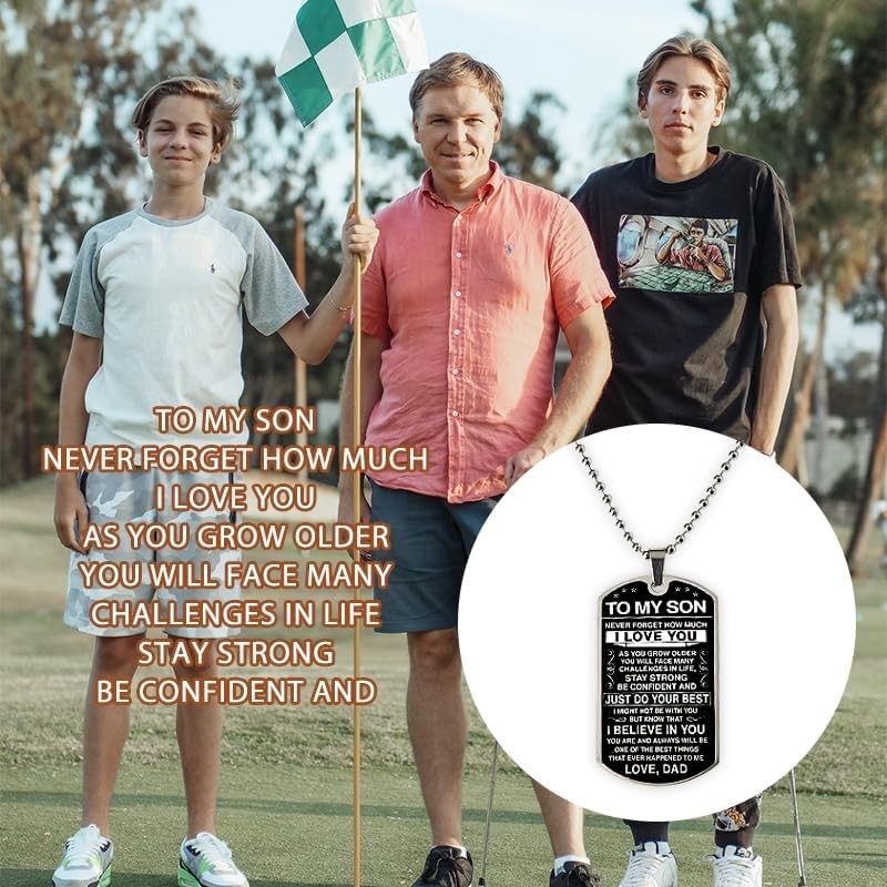 Inspirational Son Necklace from Dad Motivational Dog Tag Gift for Sons Boys Men