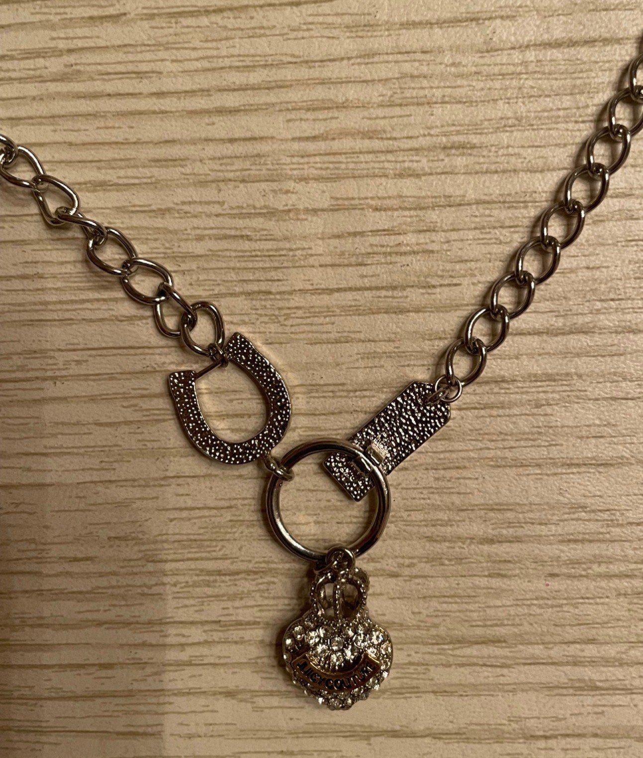 Vintage Y2K Juicy Couture Accessories: Charm Necklace, Earrings, Hair Claw Clip