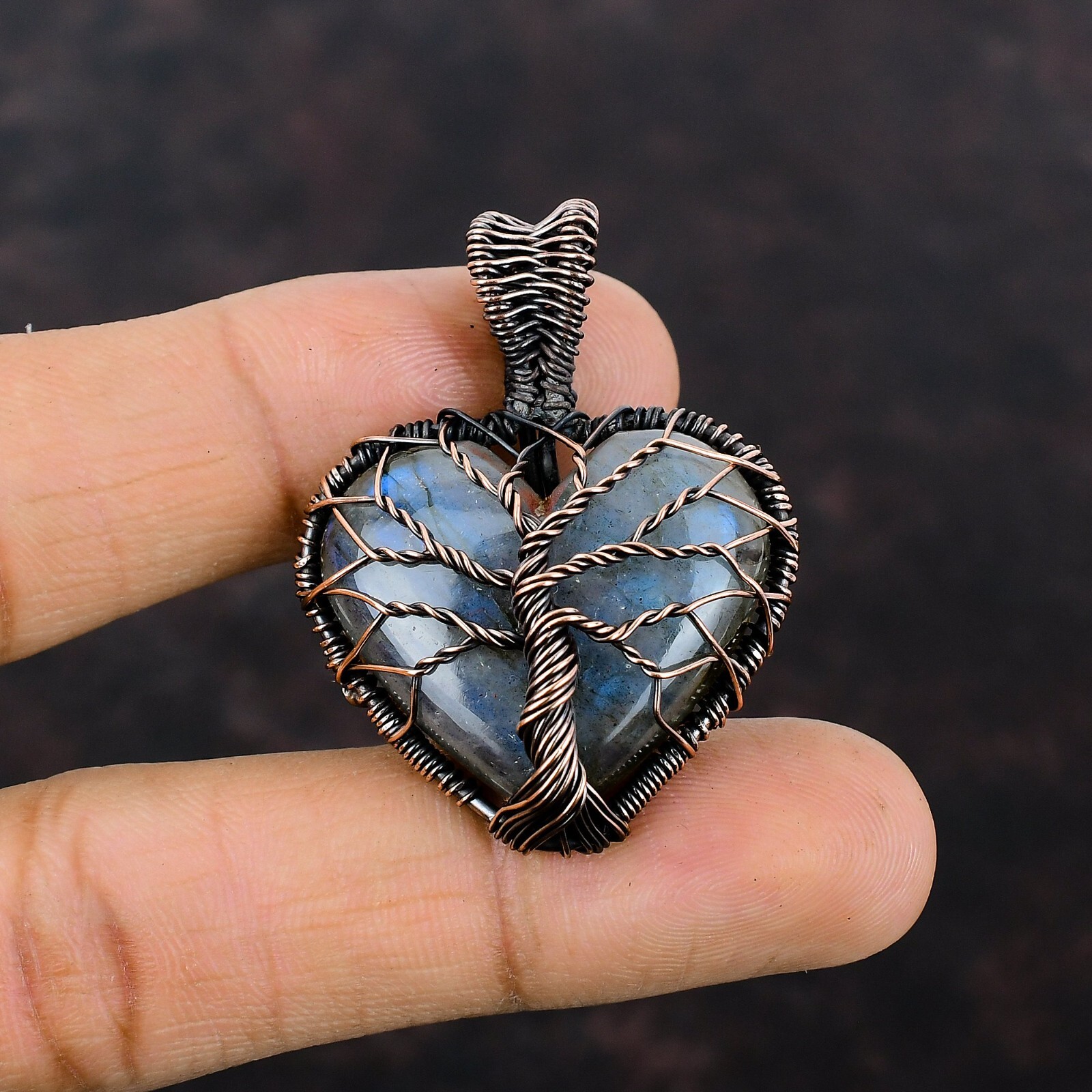 Labradorite Copper Mum Gift Wire Wrapped Tree Of Life Pendant 1.77″