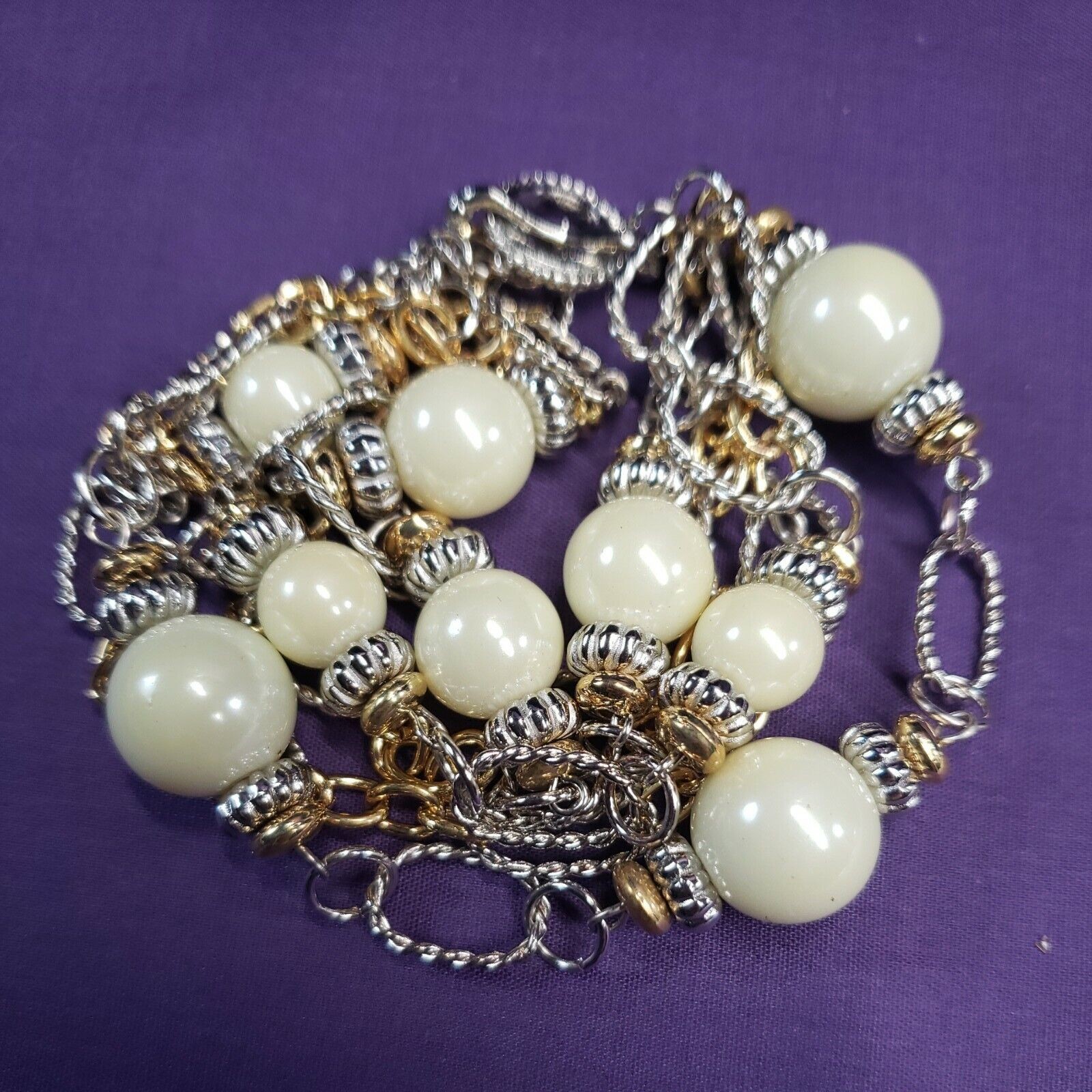 Bijoux Stella Multistrand Mixed Metals Faux Pearl Bracelet, NWT