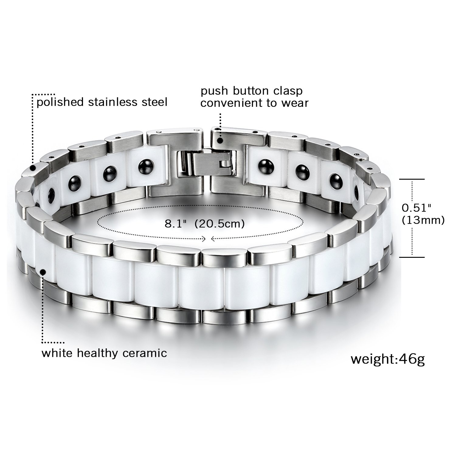 Mens Bracelet Gift for Dad Father – 13MM Wide Watch Band Stainless Steel Link…