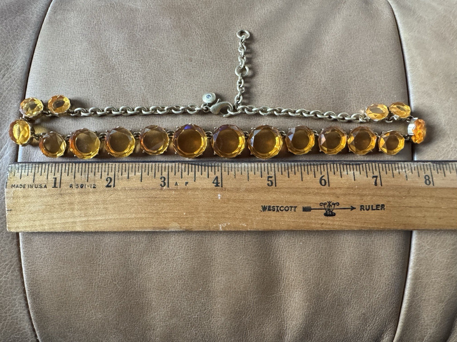 JCrew Amber Orange Crystal Collet Statement Choker Necklace Riviera