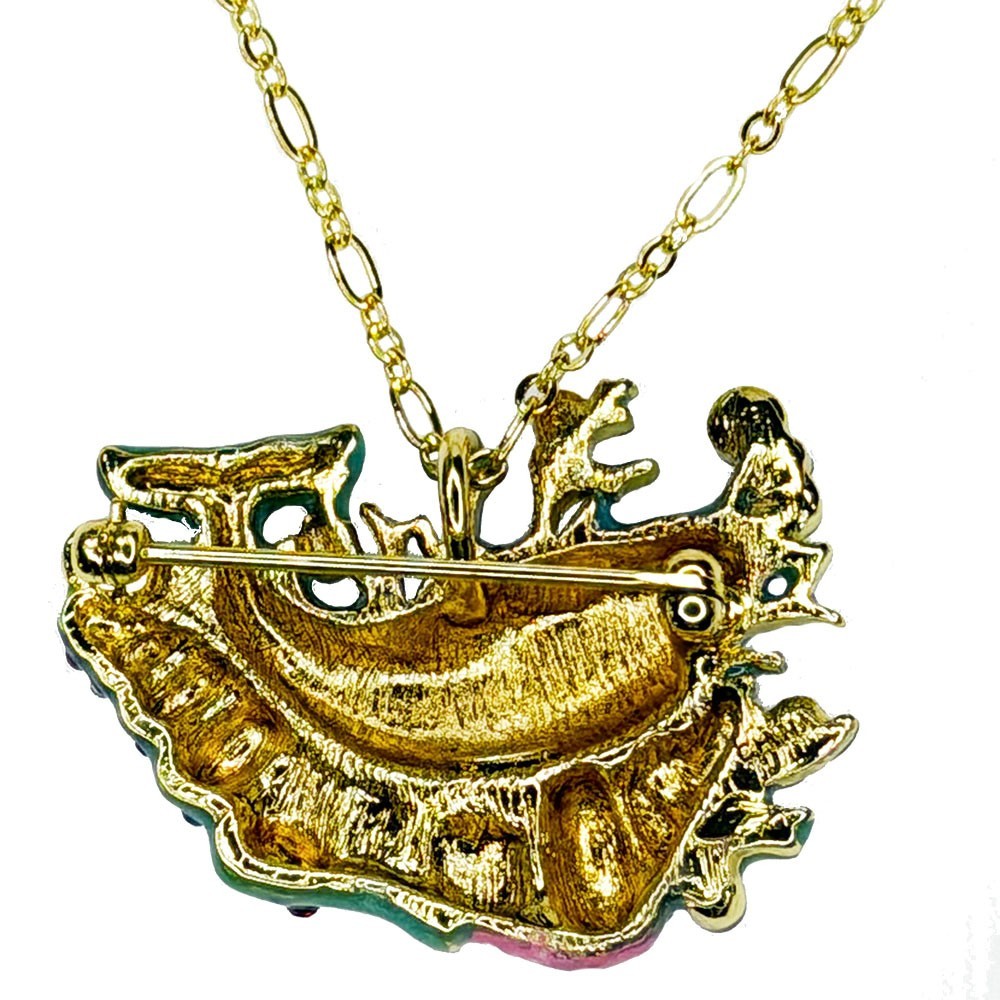 Kirks Folly A Whale of a Time Pin Pendant Necklace goldtone