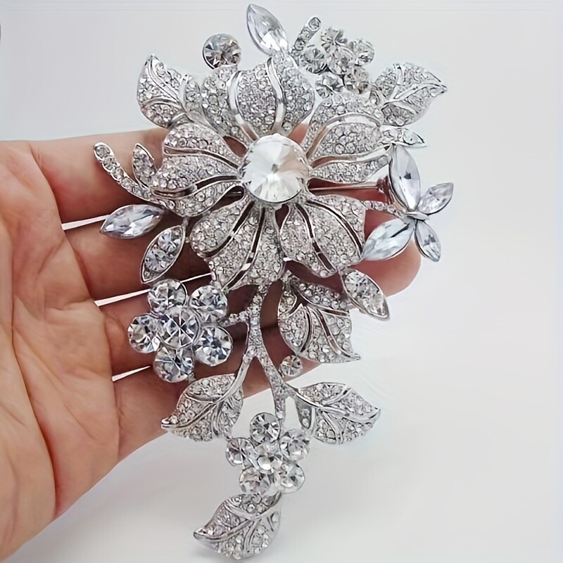 Exquisite All-Zirconia Flower Brooch | Luxury Party Wear Elegant Ladies
