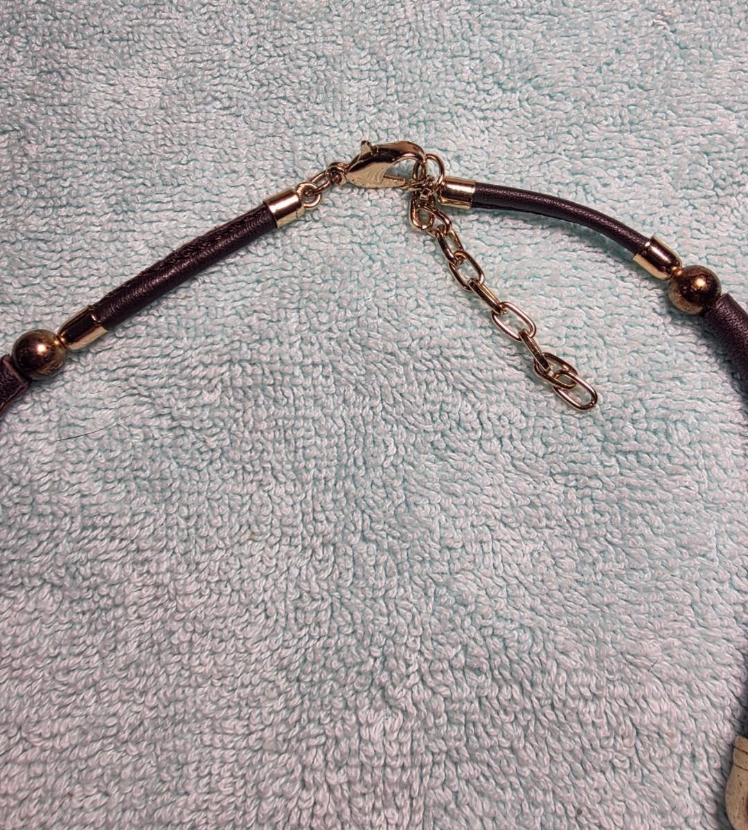 Artisan Boho Statement Necklace Chunky Safari Tribal Ceramic Beads Leather Cord