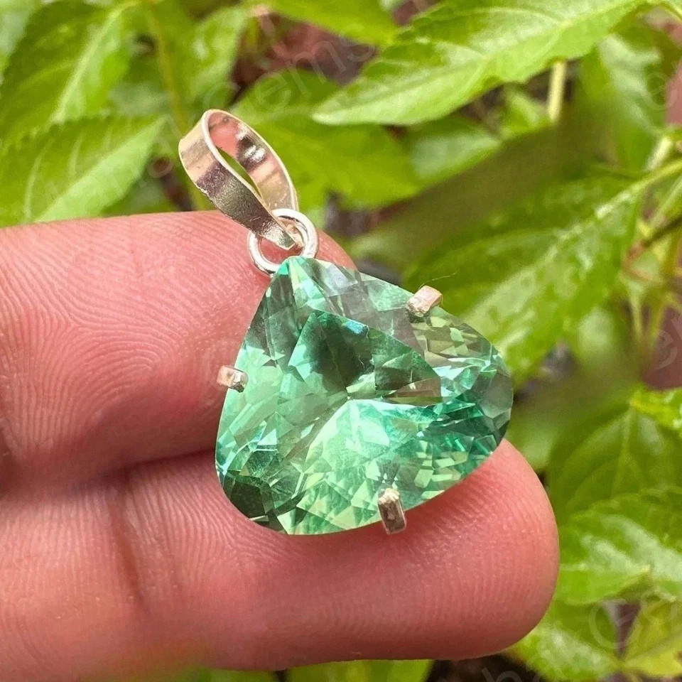 29 CT+ Certified Natural Green Sapphire Loose Gemstone 925 Solid Silver Pendant
