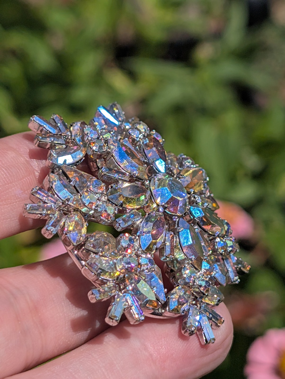 Vintage Large Stacked Made In Austria Aurora Brooch Pin