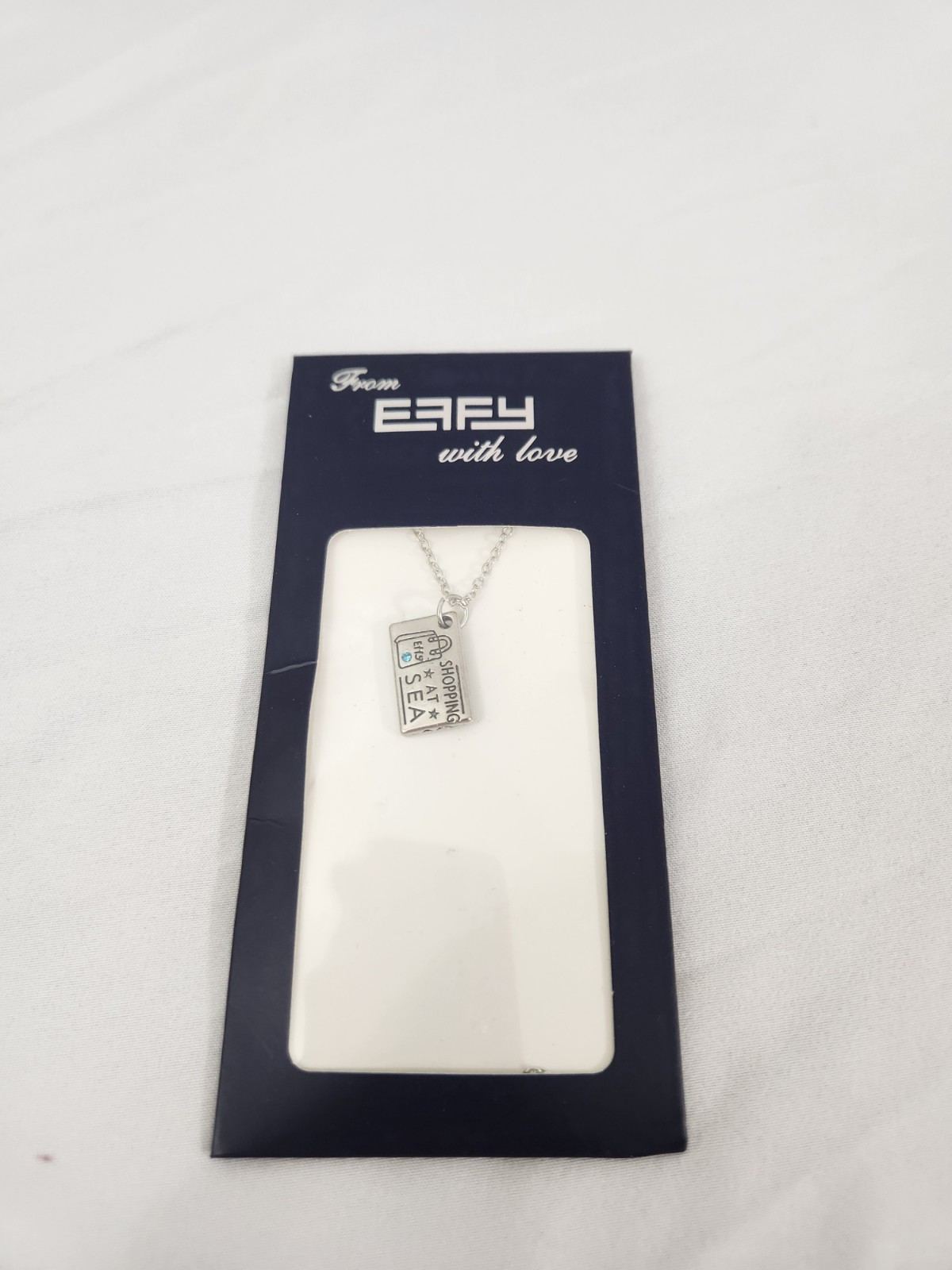 Effy Shopping at Sea Silver Tone Tag Pendant Necklace Cruise Souvenir New