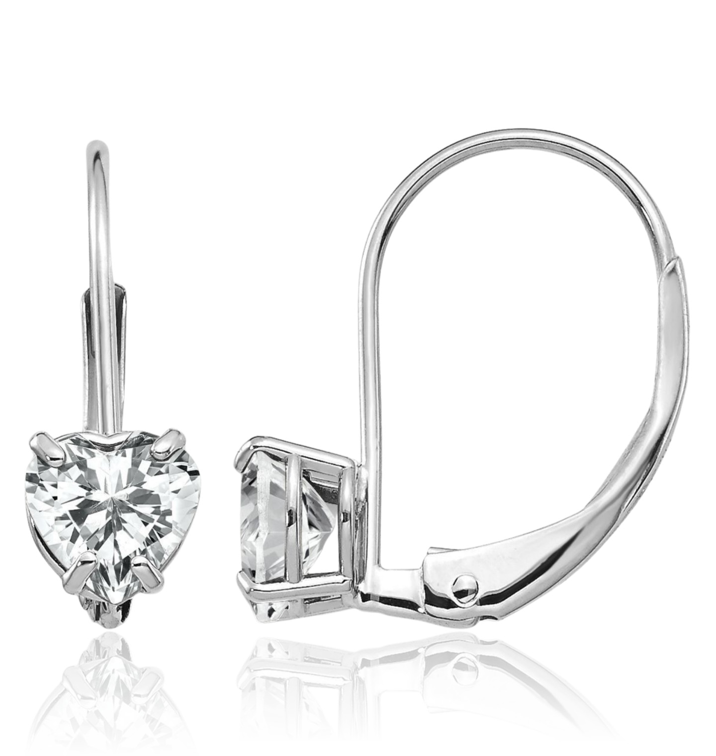 14K Solid White Gold 0.50 ct Cubic Zirconia Small Drop Earrings 17mm 5/8 inch