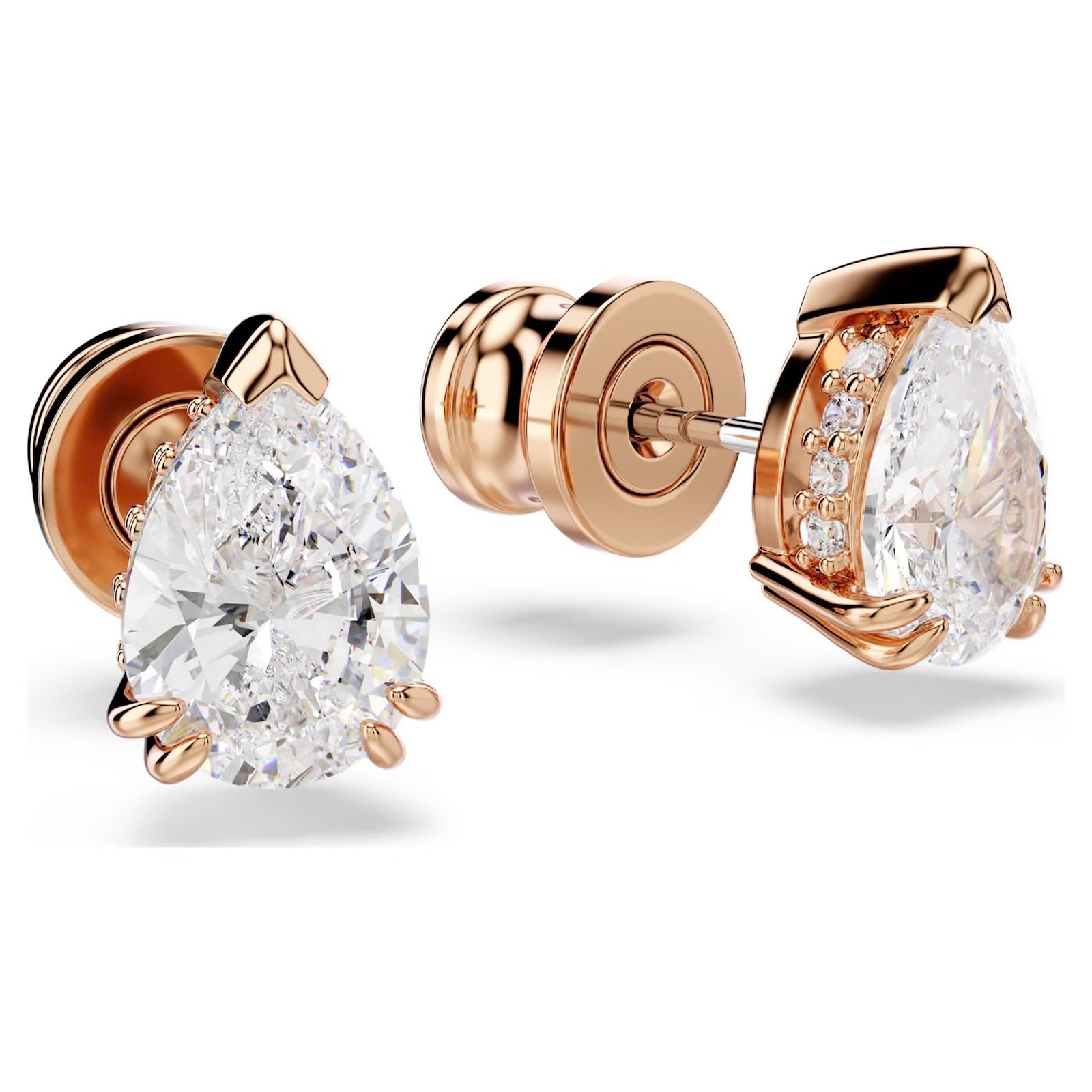 Swarovski Stilla Stud Earrings, Pear Cut, White, Rose Gold Tone Plated 5734248