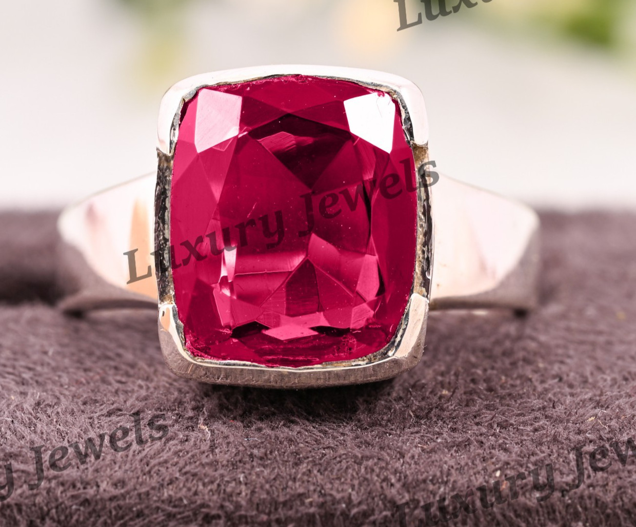 Natural Pink Tourmaline Gemstone Ring 925 Silver Gift for Him