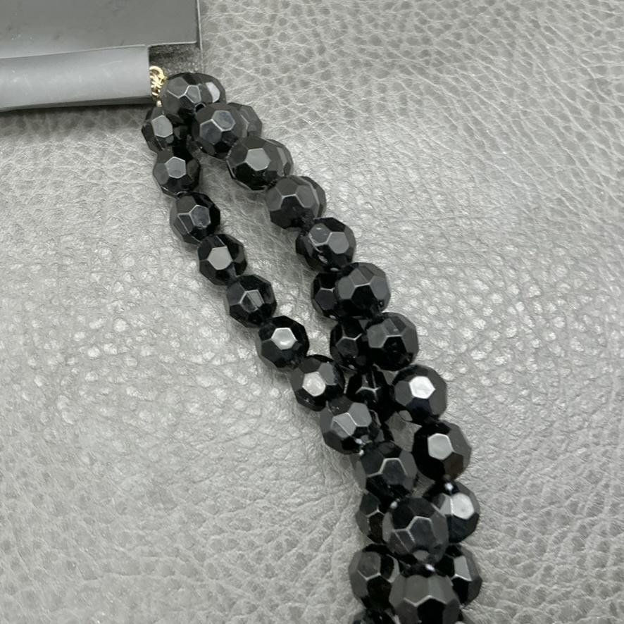 New York & Company Statement Necklace Black Beaded Multi-Strand Rhinestone