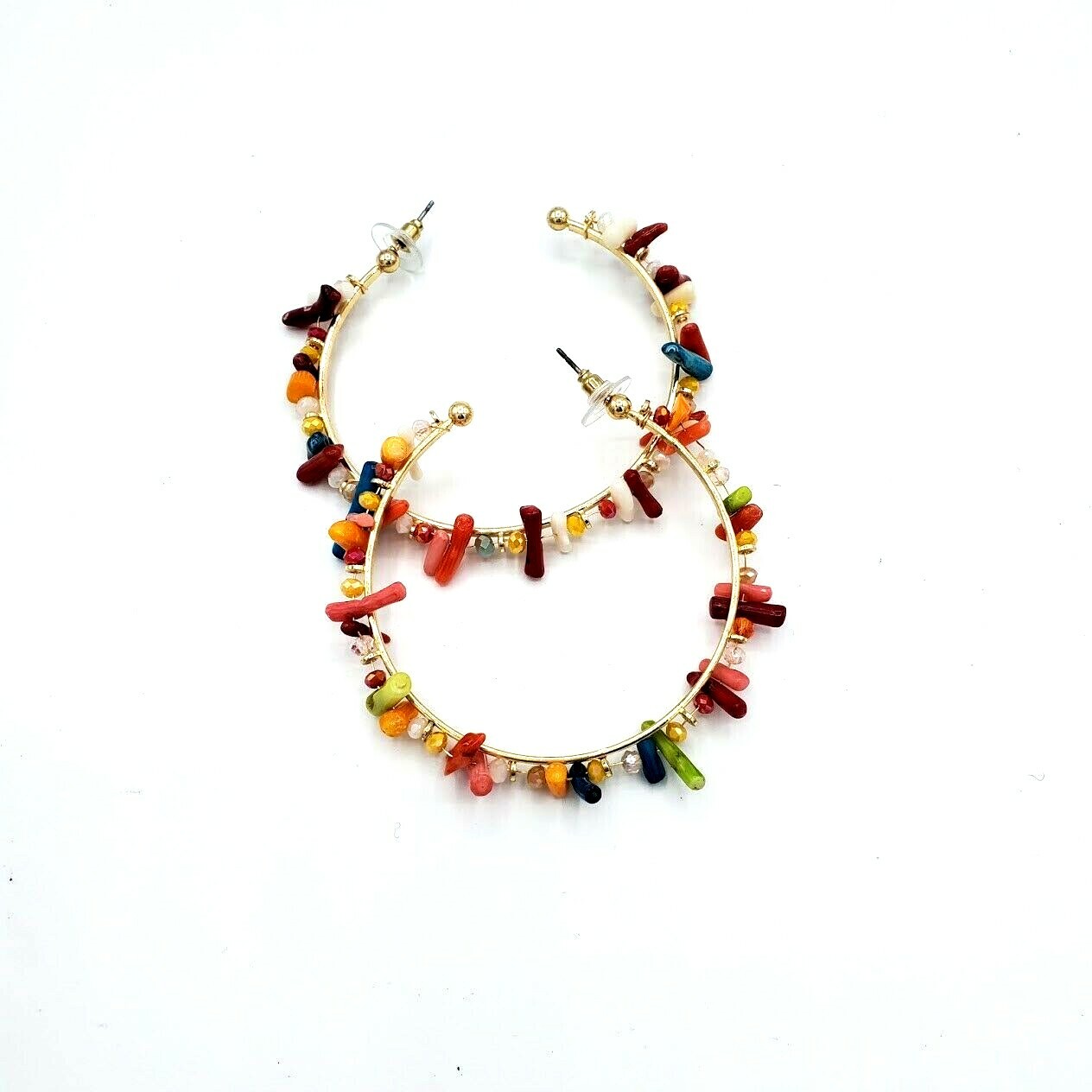 Boho Hoop Earrings Fashion Beaded Round Statement Stud Retro Multicolor