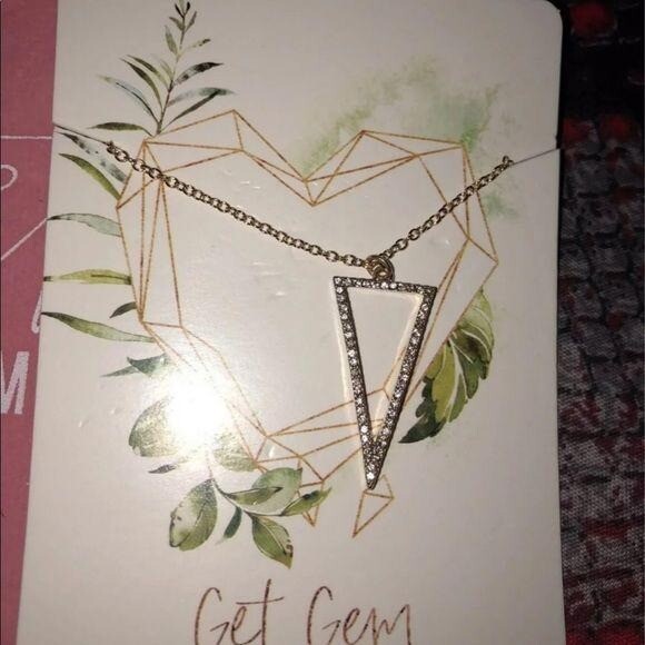 Get Gem Pave Crystal Triangle Necklace Gold Plated