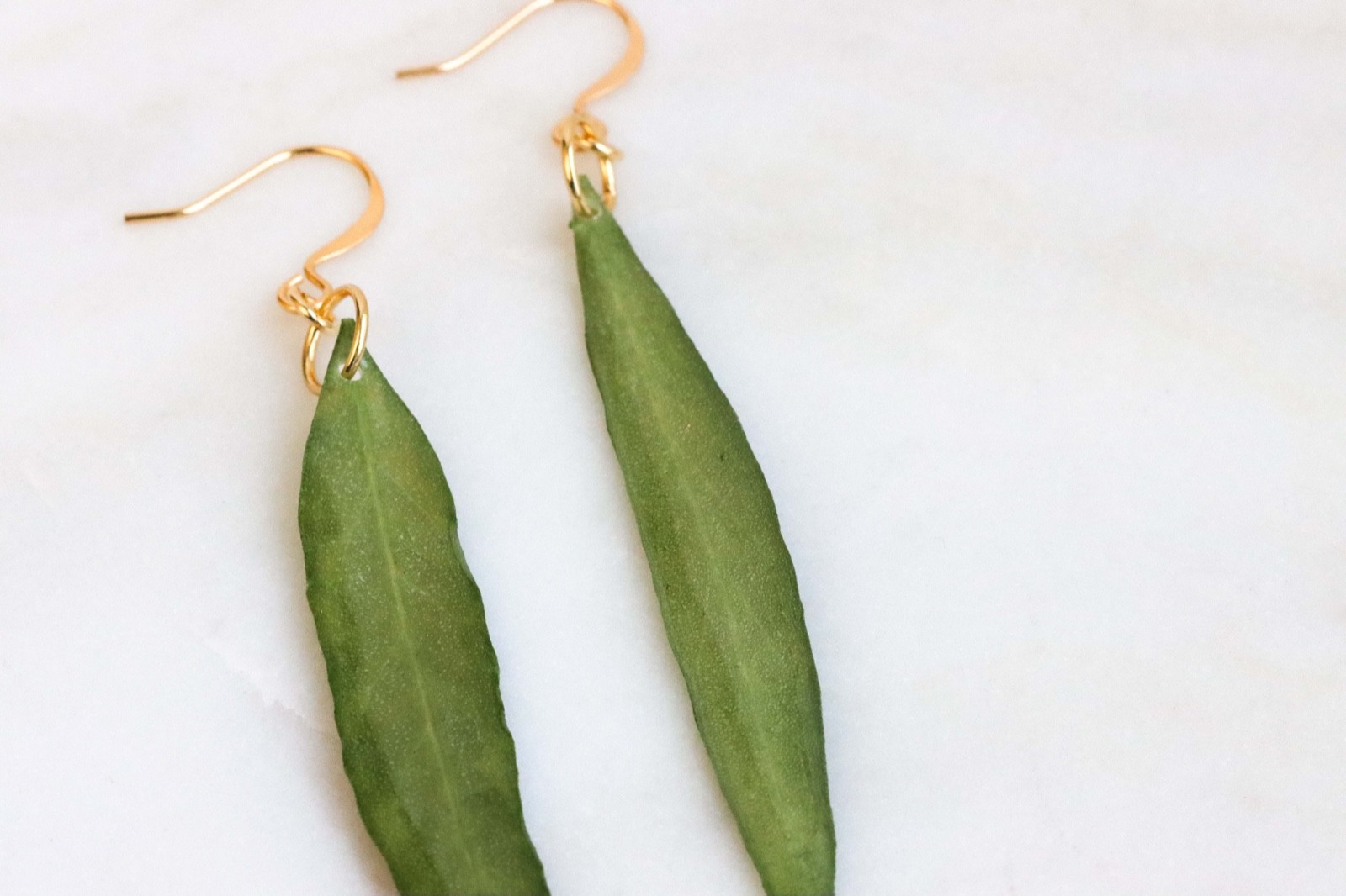 Olive Leaf Earrings, Real Green Leaves Drop Earrings, Nature Inspired Jewelry