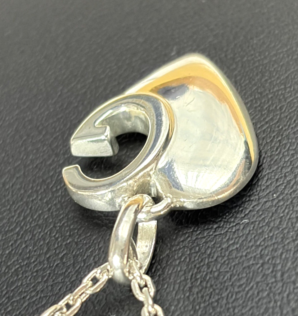 Gucci Sterling Silver Heart G-Logo Necklace Box and Accessories Included