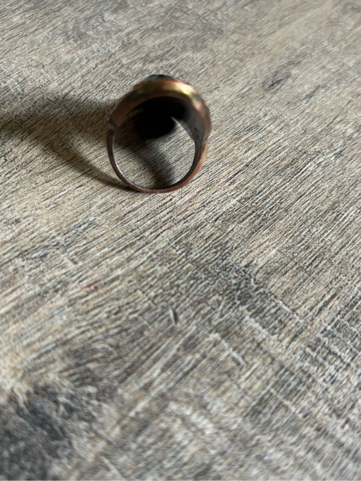 Vintage women size 13.5 dark metal black clear rhinestone statement knuckle ring