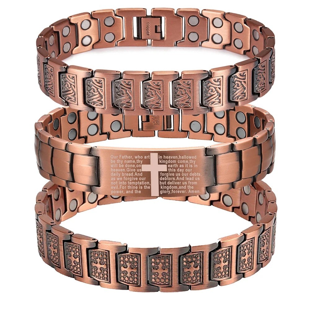 GMOX Men’s Copper Bracelet,3X Strength 99.99% Copper Magnetic Adjustable Length
