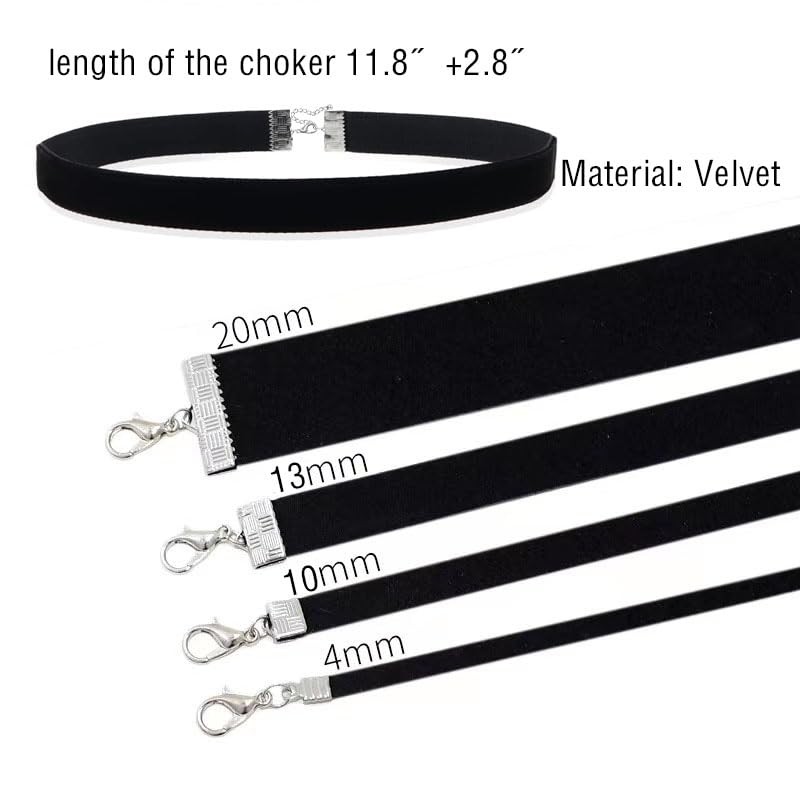 4PCS Black Velvet Choker Necklace for Women Gothic Adjustable Jewelry Set