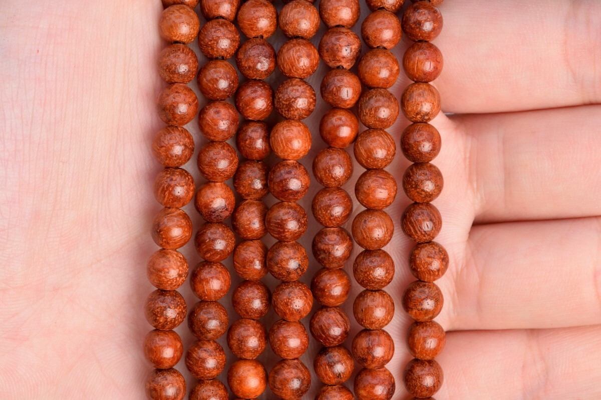 6MM 108 Pcs Fragrant Cat Eye Sandalwood Mala Beads Natural Wood Round Beads 27″