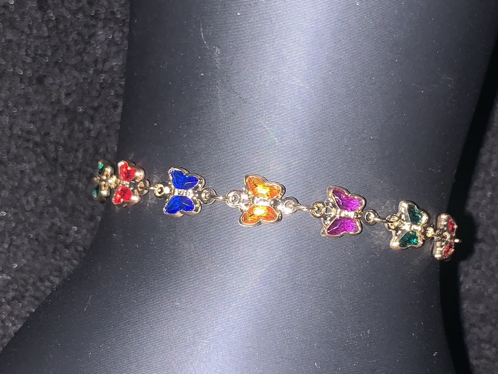 18K Gold Filled Butterfly Bracelets 7.5″ Multicolor linked Dainty Cubic Zirconia