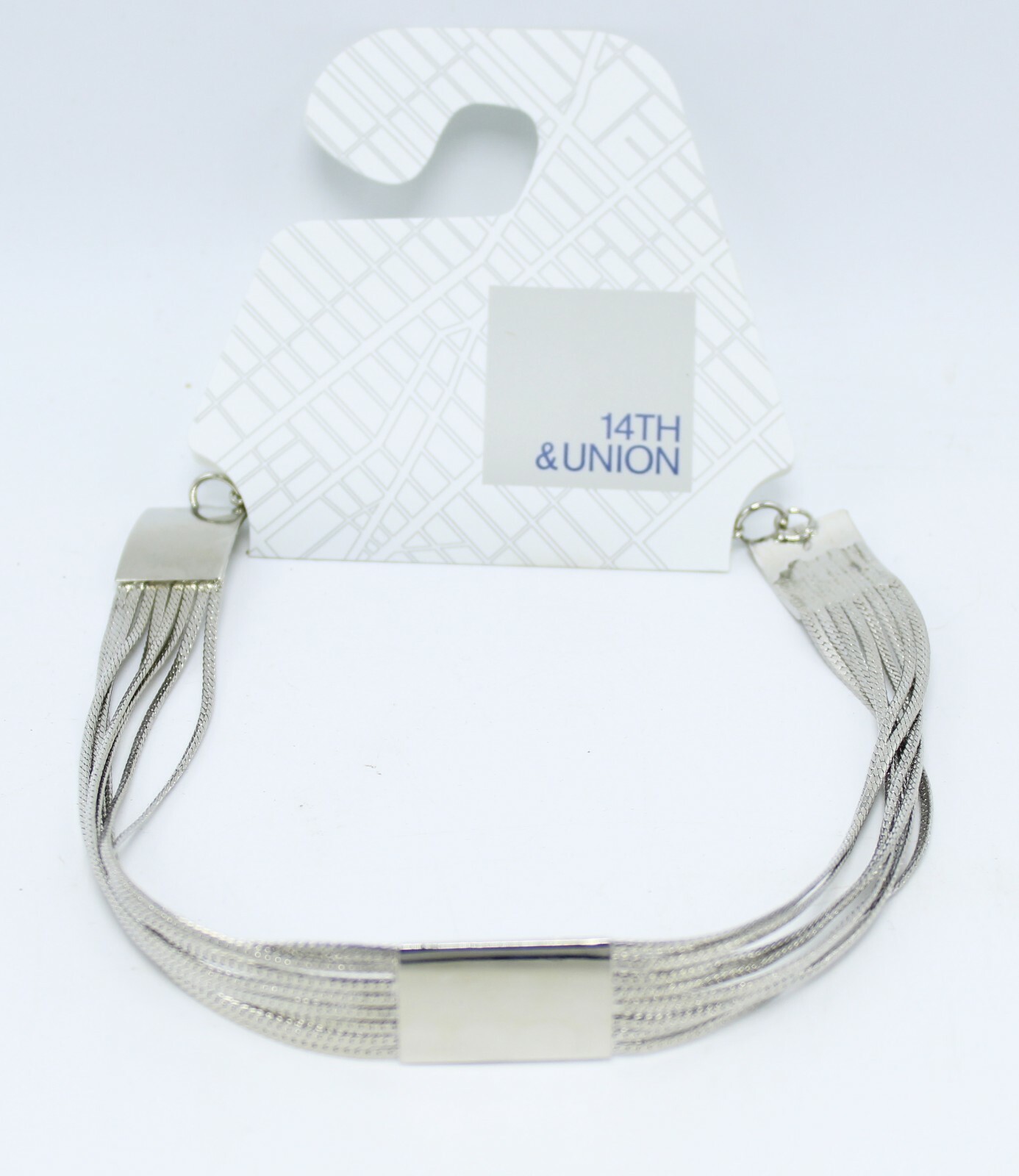 New Shiny Silver Multi Strand Choker Necklace by 14th & Union #N2524
