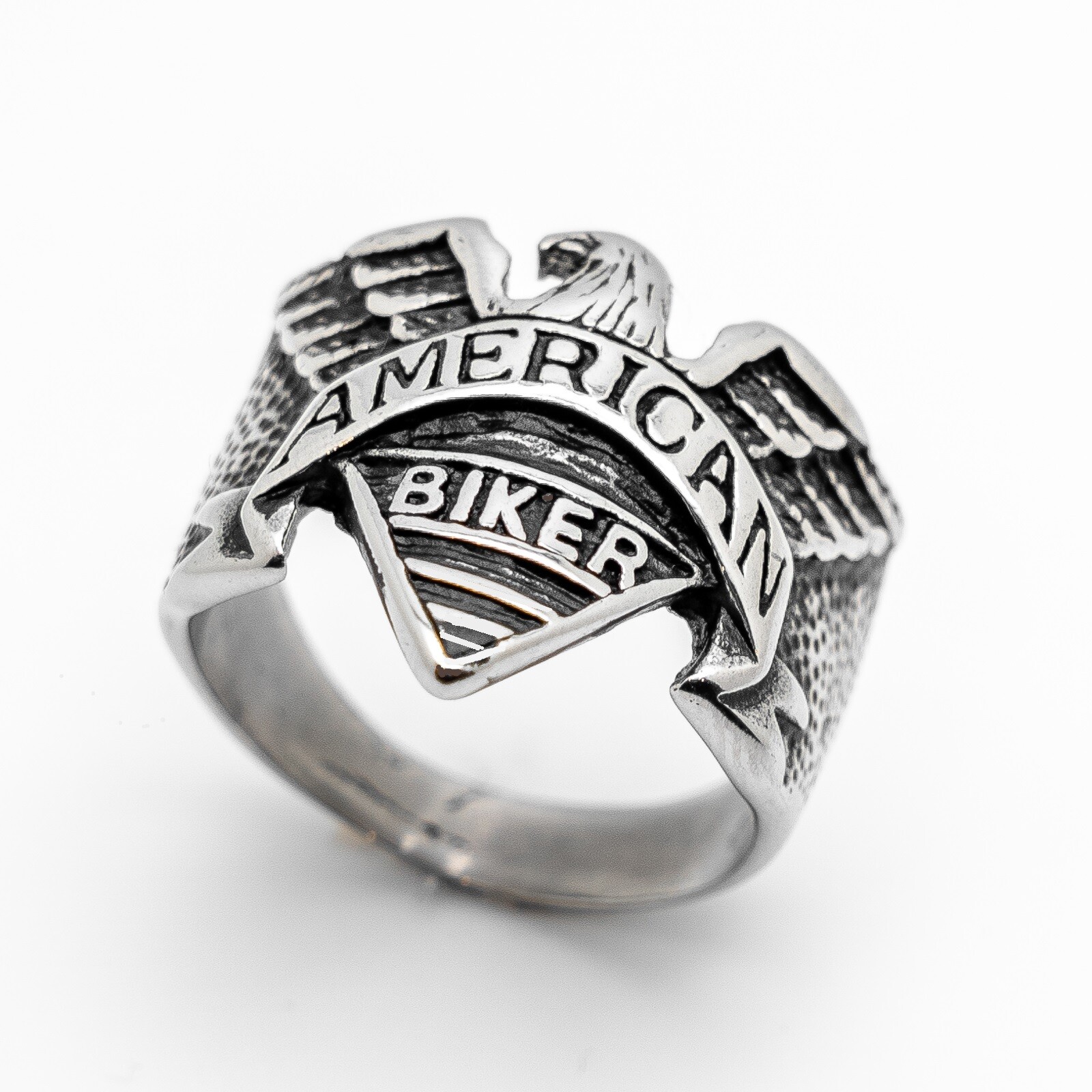 Unisex American Biker Eagle Banner Ring Stainless Steel Unisex Biker Jewelry 93