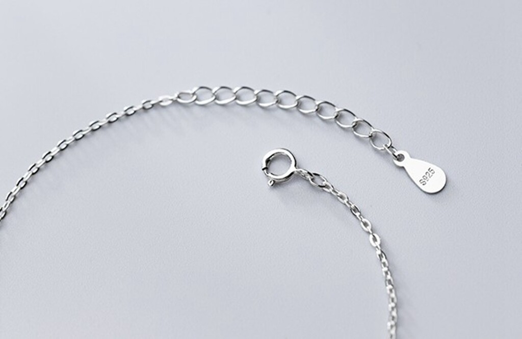 DAINTY Women Girl 925 Sterling Silver Moon and Star Bracelet Anklet 8.6-9.7″