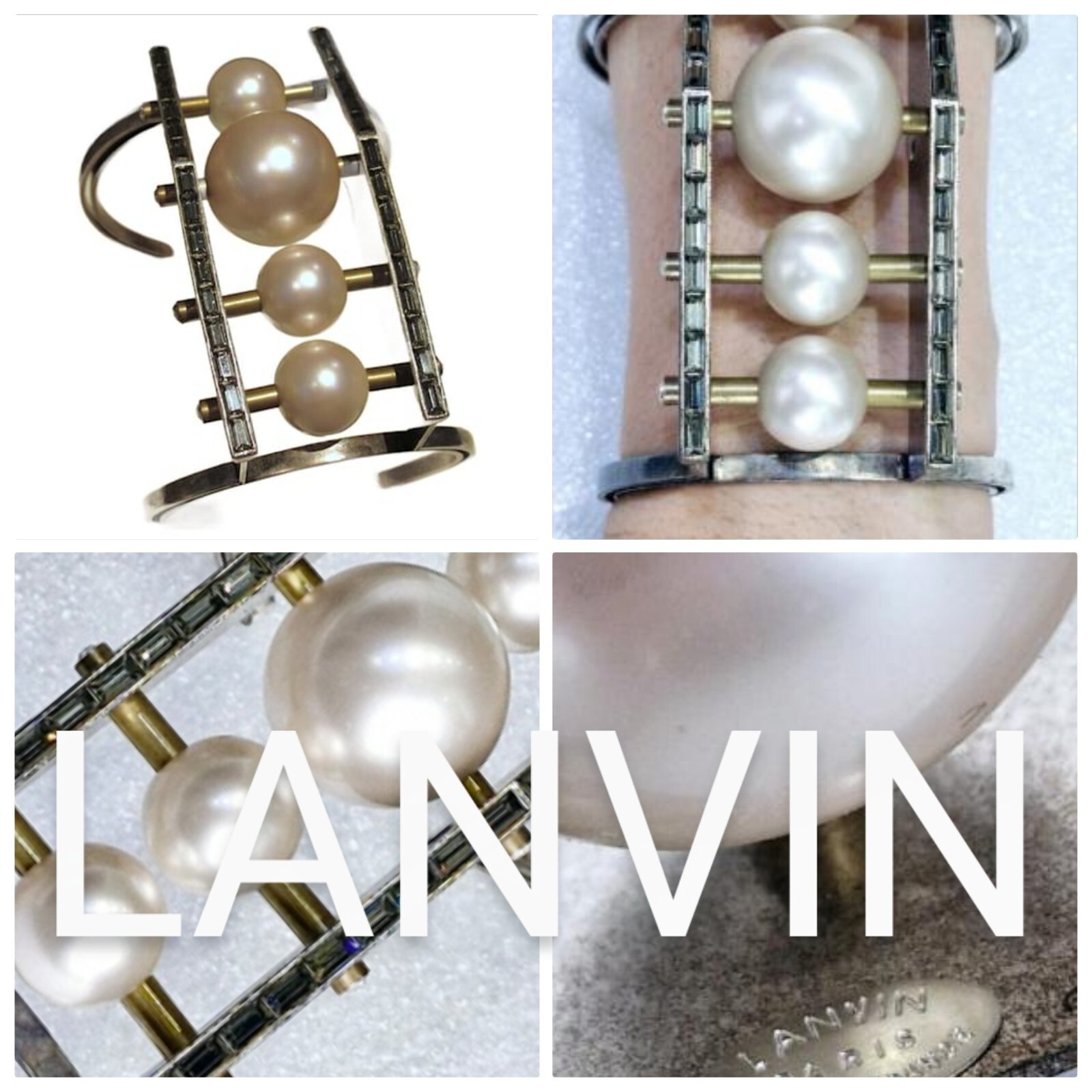 LANVIN brutalist Maxi PEARLS cuff by Alber Elbaz