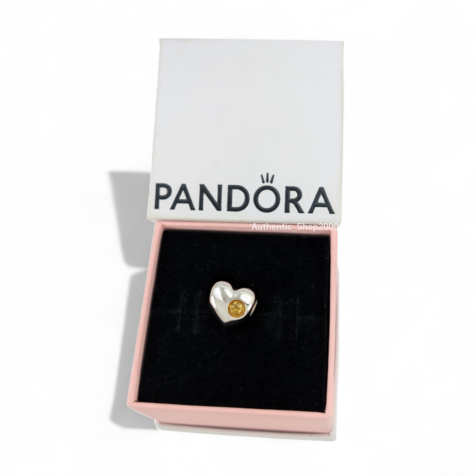 NEW 100% Authentic PANDORA 925 Ale Engravable Honey Stone Heart Charm 794161C11
