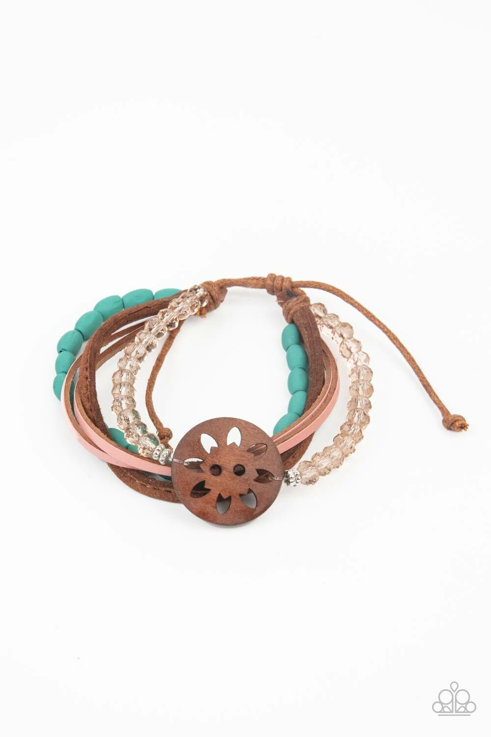 Paparazzi Bracelet – Desert Gallery – Blue- Wooden Floral Centerpiece- Turquoise