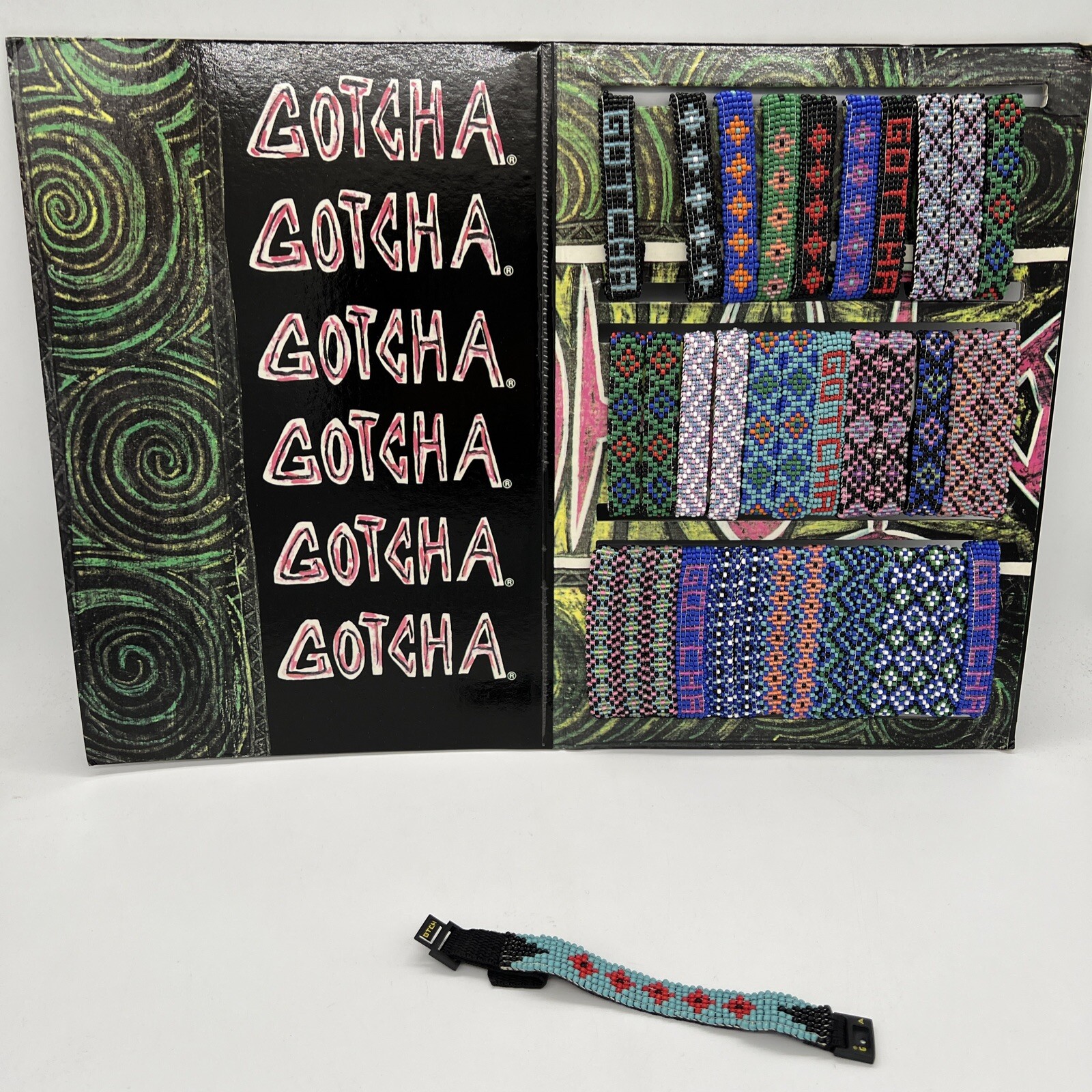 Gotcha Bracelet Adult Vtg 90s Surf Skate Braided Wrap Multi Color